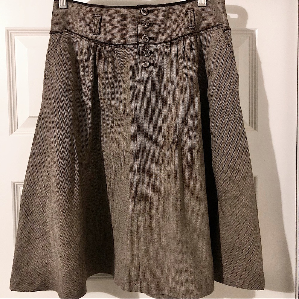 🍌Banana Republic 100% Wool Jacquard Flare Circle Skirt